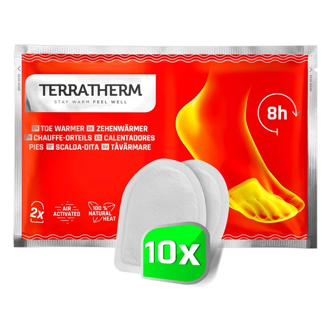 Terratherm Fußwärmer Pads selbstklebende Zehenwärmer für 8 Stunden warme Füße Heizkissen extra dünn und angenehm weich