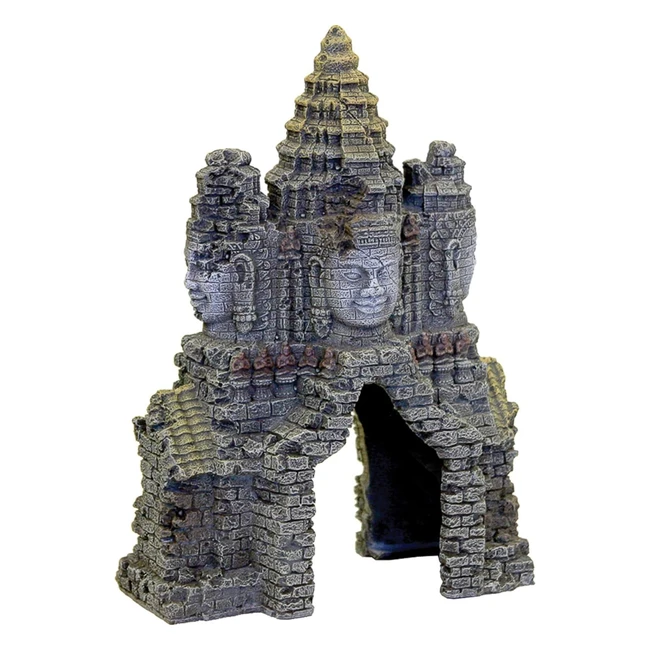 Ornamento Acquario Angkor Wat in Legno di Palissandro 18x10x24cm