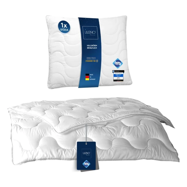 Lileno Home Bettdecke 135x200 Set - Ganzjahresdecke mit Kopfkissen - Kochfest bis 95°C