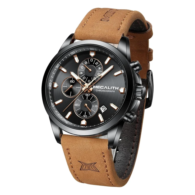 Megalith Men's Chronograph Waterproof Watch | Designer Wristwatch | Quartz | Luminous | #GentsWatch
