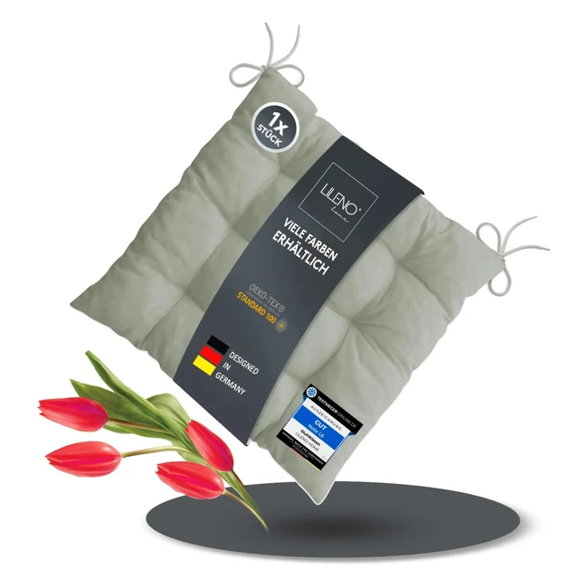 lileno home Stuhlkissen Set hellgrau 40x40x6 cm - UV-beständig - Indoor & Outdoor