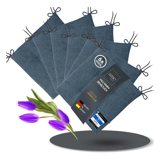 Lileno Home Stuhlkissen Set Dunkelblau 6er 40x40x45 cm - UV-beständig & wasserabweisend