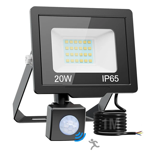 Projecteur LED exterieur Nipify 20W avec detecteur de mouvement 6500K 2000lm
