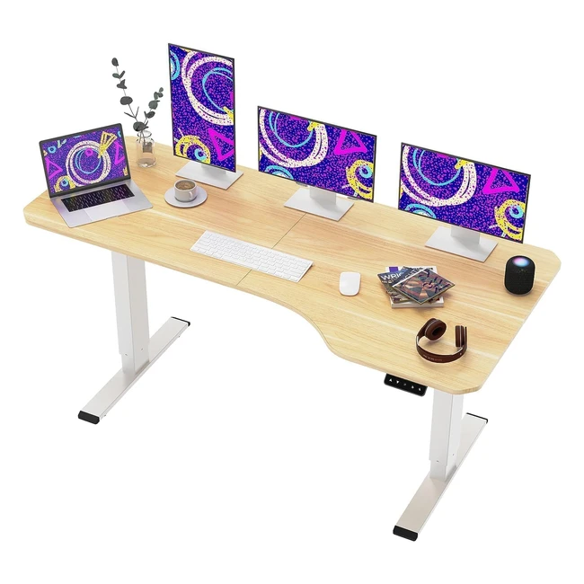 Escritorio Regulable en Altura Eléctrico Standing Desk Sanodesk QS 160 x 75 cm Blanco/Arce