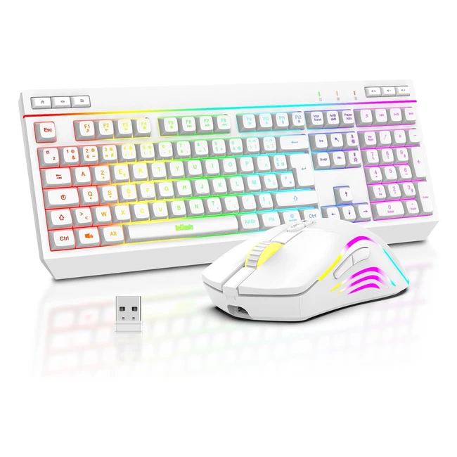Ensemble Clavier et Souris RedThunder K20 Sans Fil Rechargeable AZERTY Français - RGB 4800DPI
