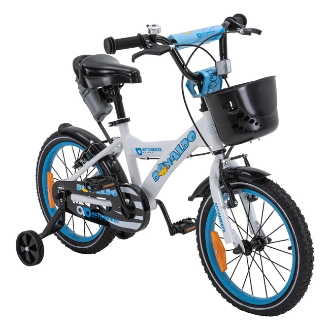 ActionBikes Kinderfahrrad 16 Zoll V-Brake Bremsen Schutzblech Stabilisatoren für Mädchen und Jungen