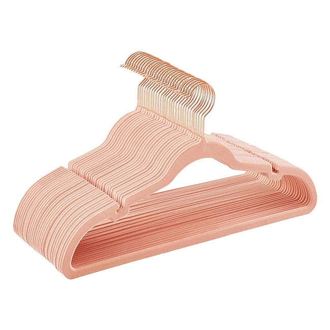 Grucce Appendiabiti Velluto 30pz Antiscivolo Spazio 06cm Rosa Chiaro CRF029R03