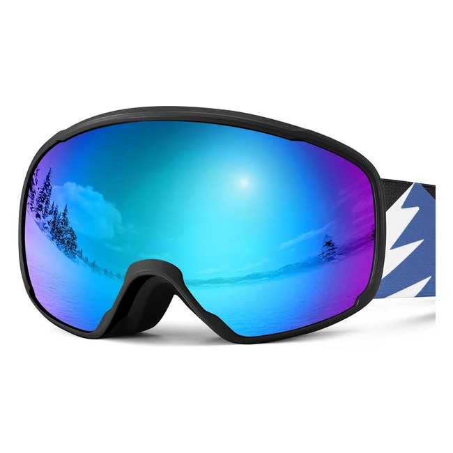 Odoland OTG Ski Goggles for Kids - UV Protection & Anti-Fog Lens - Double Grey Spherical Lens - Snowboard Goggles for Children and Youths - #Skating #Skiing #Snowboard
