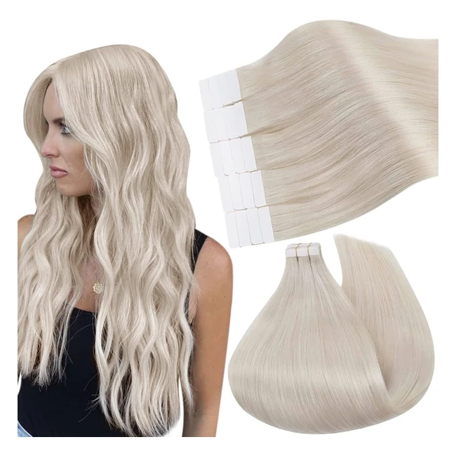 Ugeat Extension Bande 40cm Remy Hair 50g 60A Blond Blanche Adhésive