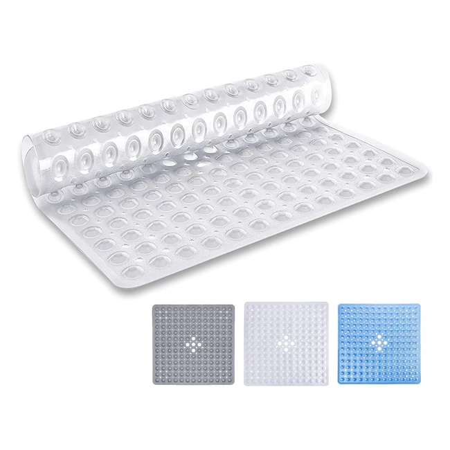 Moonlight20015 Square Shower Mat Non Slip Anti Mould 53x53cm PVC Bath Mat with Strong Suction Cups & Drain Holes