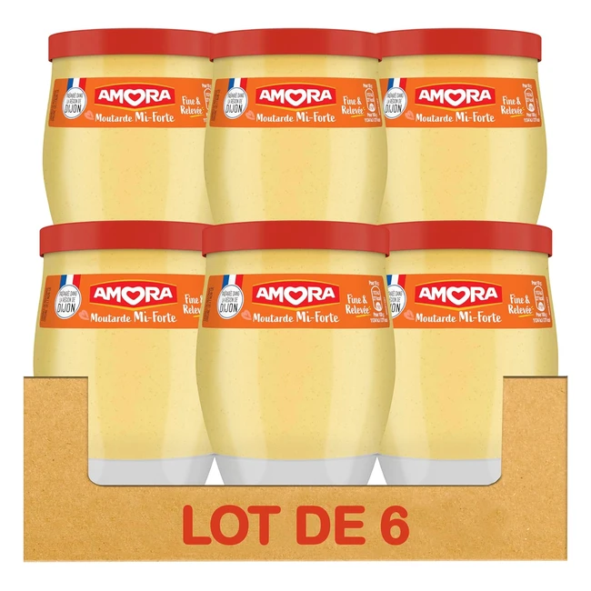 Moutarde Miforte Amora Verre de Table 230g - Lot de 6 - Saveur Unique et Piquante