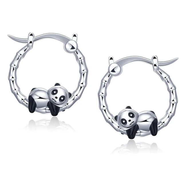 Pendientes Unicornio Panda Niña Mujer Qings Plata Ley 925 Aro Pequeño