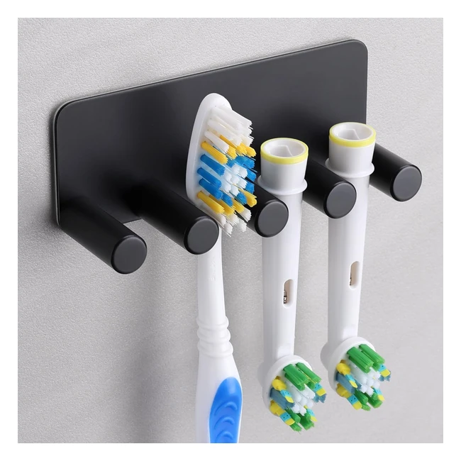 Porta Spazzolino Elettrico da Muro in Acciaio Inossidabile - Aloceo - Ref. 1234 - 4 Testine Nero