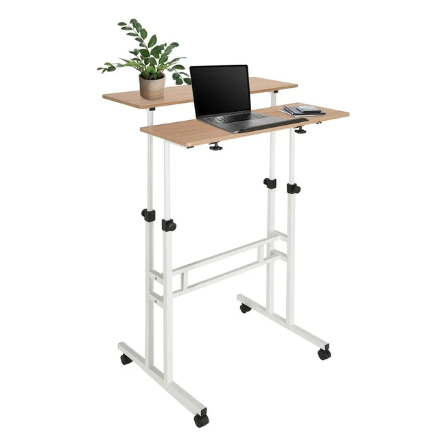 Stehpult hjh office 830069 höhenverstellbarer Workstation i 80x60 WeißEiche Laptop Tisch