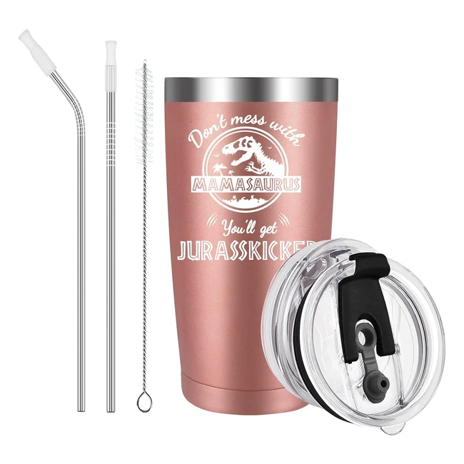 Livole Mother's Day Gifts for Mom - 600ml Coffee Travel Mug - Insulated Cup with Straw - Stainless Wine Tumbler - Rose Gold
