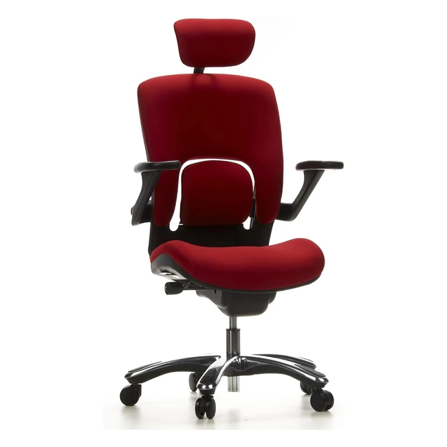 hjh office 652050 High End Bürostuhl Vapor Lux Stoff Rot - Ergonomischer Drehstuhl mit flexibler Lendenwirbelstütze