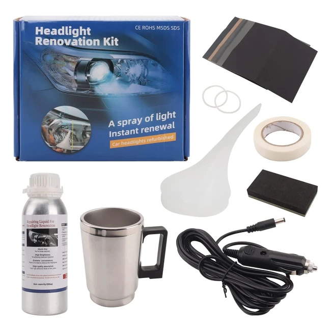 Kit Restauración Faros Coche 200ml Pulimento Renovador Amarillea Rayones Grietas