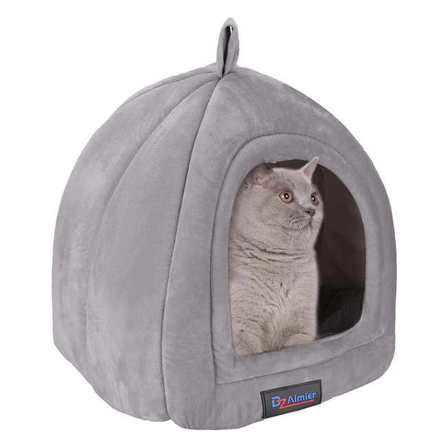 Cama Gato Cueva DZ Aimier con Protección contra el Frío - Cojín Desenfundable - Cómoda y Acogedora