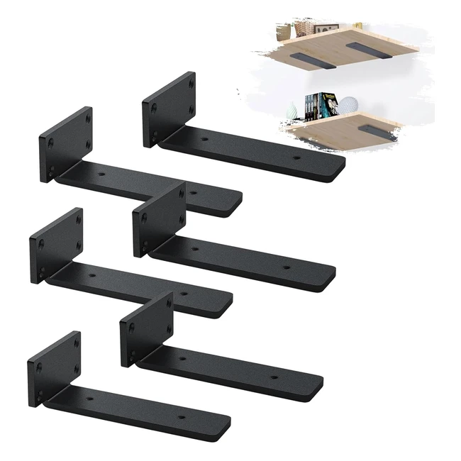 Lot de 6 équerres murales industrielles - Support étagère lourd 20 cm