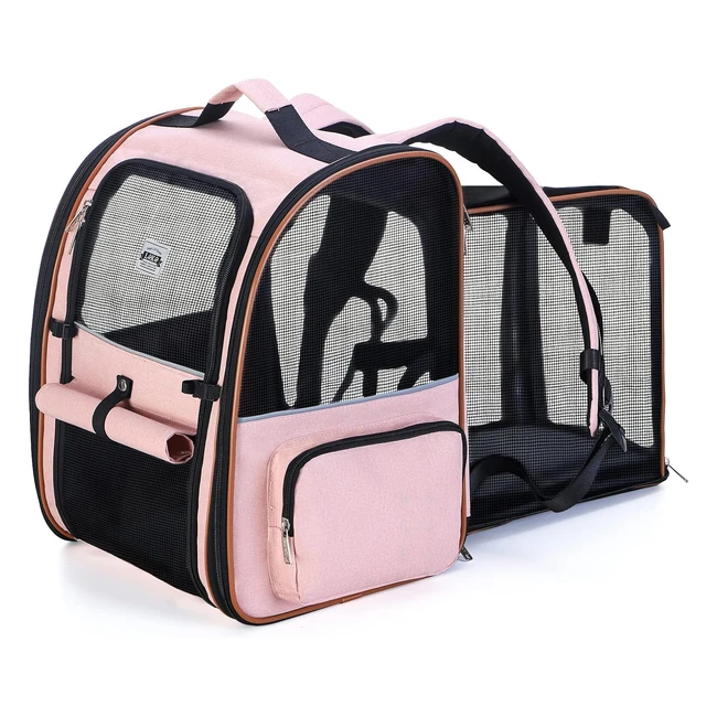 Sac transport chat lekespring 4 entres respirant sac a dos chien charge maximale 8kg rose