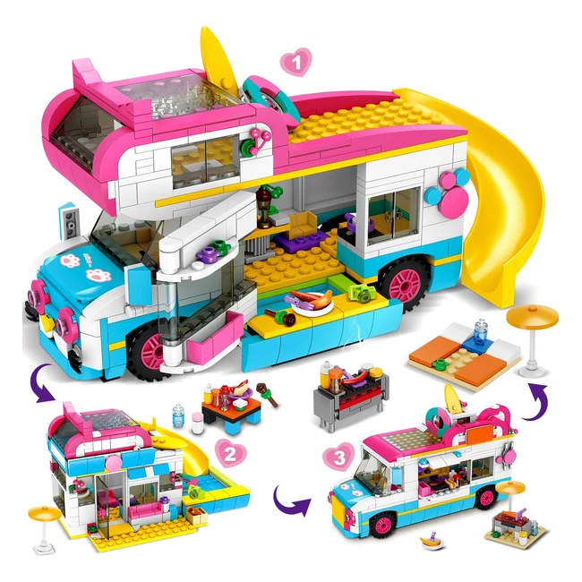 Hogokids Kit de Construction Campingcar Filles 3 en 1 Jouets Bus Urbain 494 pces