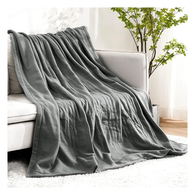 Manta Eléctrica Suave 4 Configuraciones Calor y Temporizador 6 Horas 130x180cm Uso Oficina Hogar Lavable Gris
