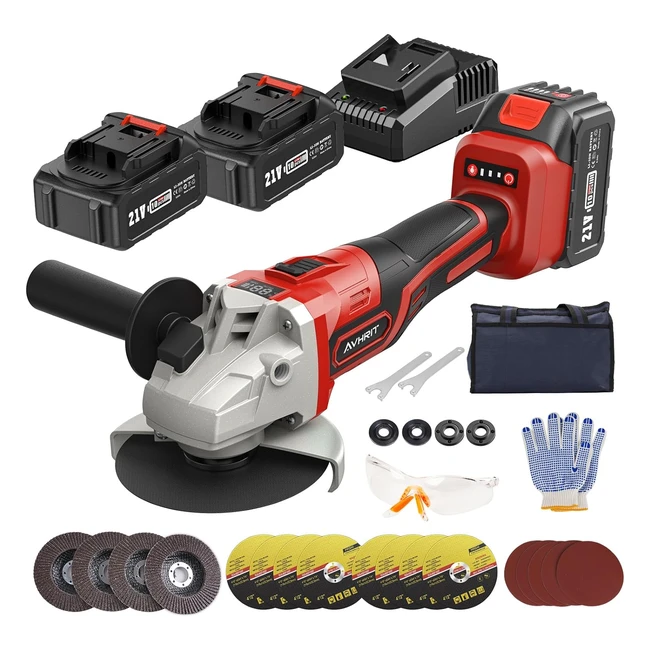 Amoladora Angular 125mm 21V con 2 Baterías 40Ah y Cargador - Motor Sin Escobillas 9000rpm