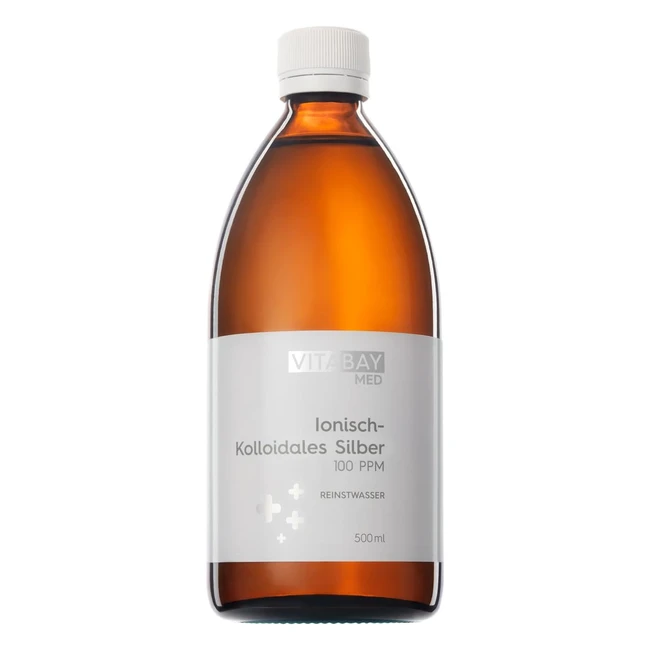 Vitabay Argento Colloidale 100 PPM 500 ml - Puro al 9999 - Applicare 3 volte al giorno