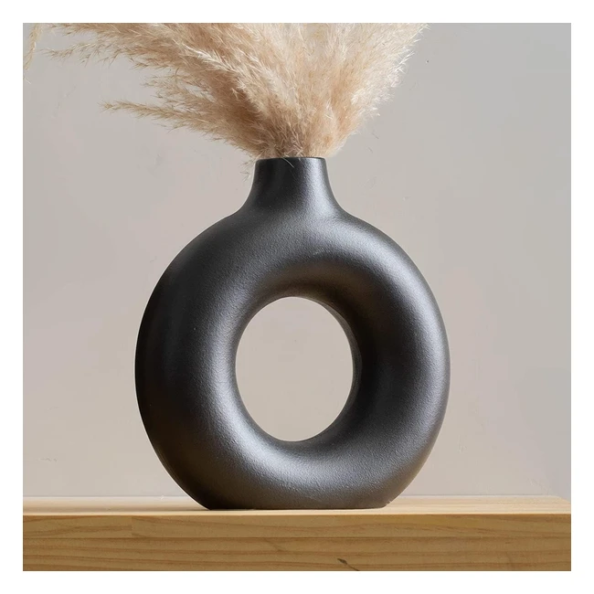 Vaso Ceramica Nero Qlofei Fiori Secchi Decorazione Casa Regalo