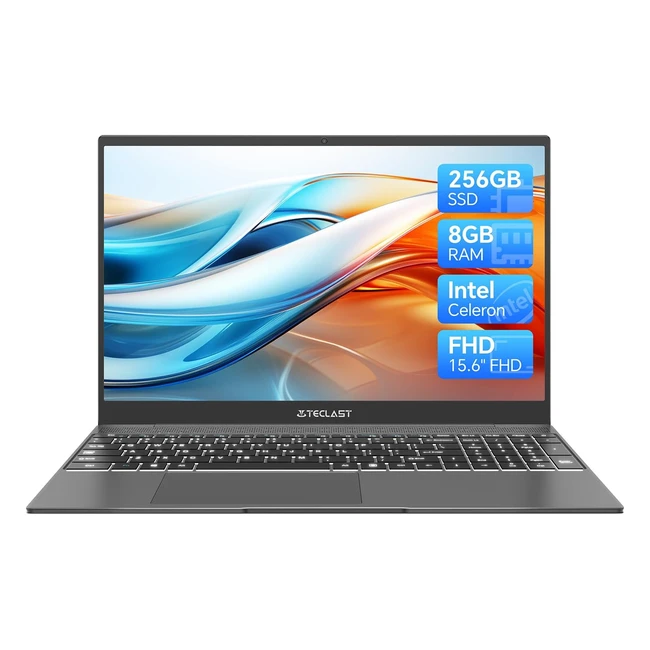 Teclast F16Plus - Ordinateur Portable 15.6 pouces FHD - Clavier Rétroéclairé - 8Go RAM - 256Go SSD - Intel Quadcore N4120 - Jusqu'à 2.6 GHz - 24G5G WiFi BT4.2 - Type C USB3.0