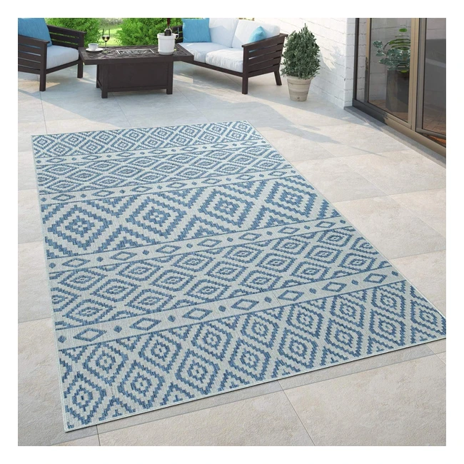 Paco Home In- & Outdoor Teppich für Balkon & Terrasse, skandinavisches Muster in Blau, Ref. 123456, pflegeleicht