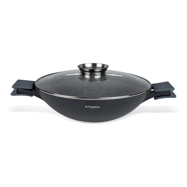 Wok Ambiziosa Tognana 32cm con Coperchio Aroma e Presine in Silicone