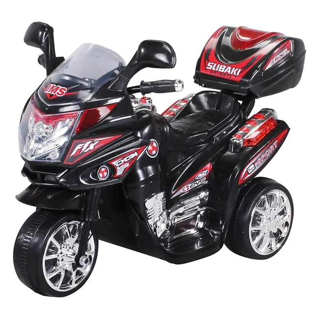 ActionBikes Motors Kinder Elektromotorrad C051 - Kinder Elektro Dreirad mit Soundmodul - Ab 3 Jahren - Schwarz