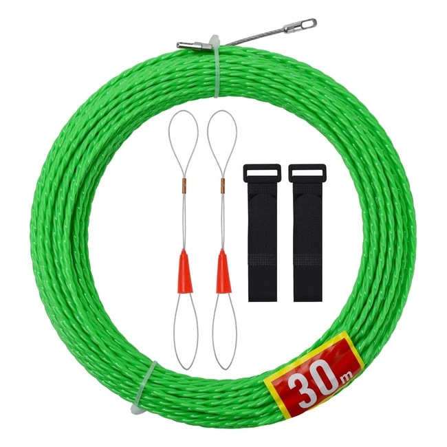 Guía Pasacables 30m - Enhebrador de Alambre Eléctrico con Muelle - Kit de Guiado de Cables