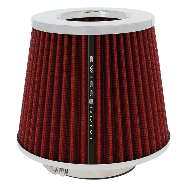 Filtro de Aire Universal Coche 4 Adaptadores 60mm 65mm 70mm 77mm Alto Flujo Rojo