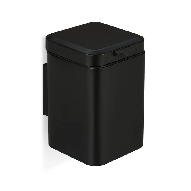 Cestino Bagno Parete 3L Nero Acciaio Relaxdays 70 30