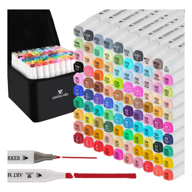 Pennarelli Mancola 100 Colori Marker Doppia Punta - Ideale per Calligrafia e Illustrazioni