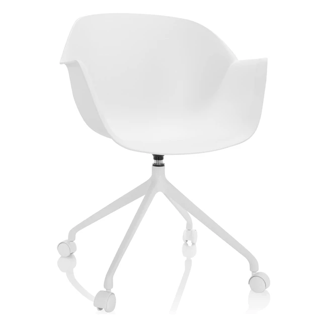 Designer Schreibtischstuhl hjh office Oslo 742021, weiß, mit Rollen, ergonomisch