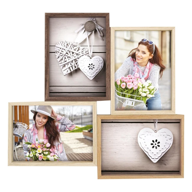 Cornice Portafoto Multipla Zep Montreaux 4Q 10x15 cm Legno - Design Moderno