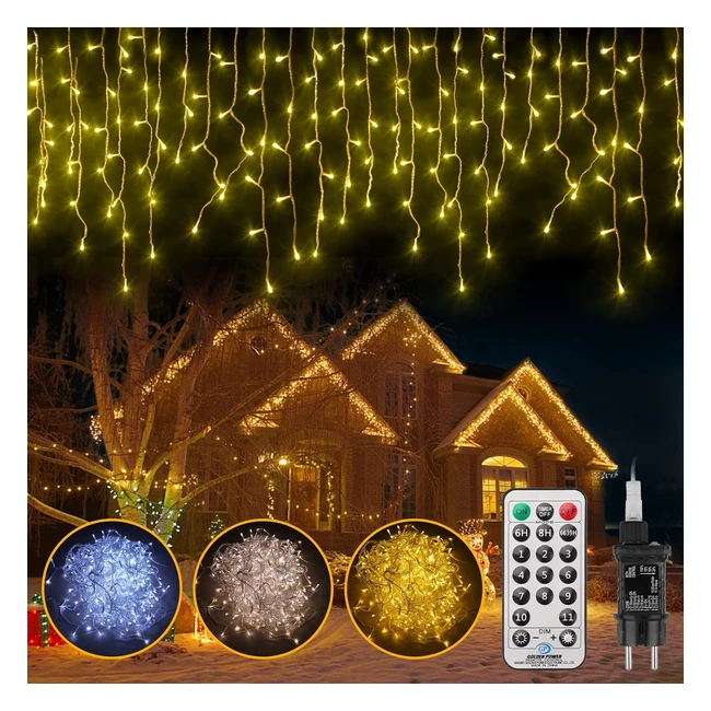 Catena Luminosa Esterni 352 LED 10m 11 Modi Decorazione Natale Balcone Terrazza