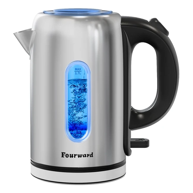 Fourward Fast Boil Electric Kettle 1.7L 2200W Stainless Steel - Auto Shutoff & BoilDry Protection