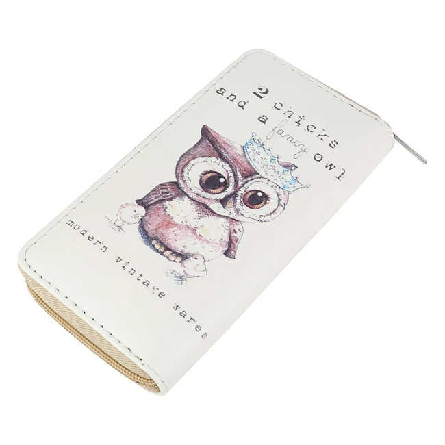 Portemonnaie Femme Dondon Hibou Couronne Beige - Réf.12345 - 12 Compartiments Cartes