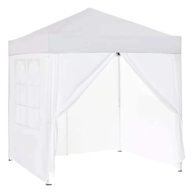 Outsunny Faltpavillon 2 x 2 m mit 4 Seitenwänden Fenster Pavillon UV-Schutz Gartenzelt mit Tragetasche für Garten Terrasse Stahl Oxford Schwarz