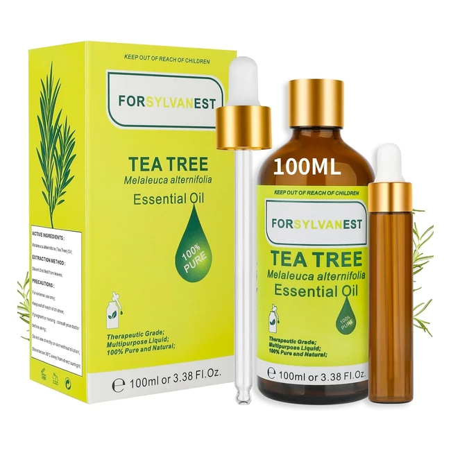 Olio Essenziale Tea Tree 100ml 100% Puro Naturale Non Diluito Aromaterapia Massaggi Spa Cura Pelle Capelli 338 Floz