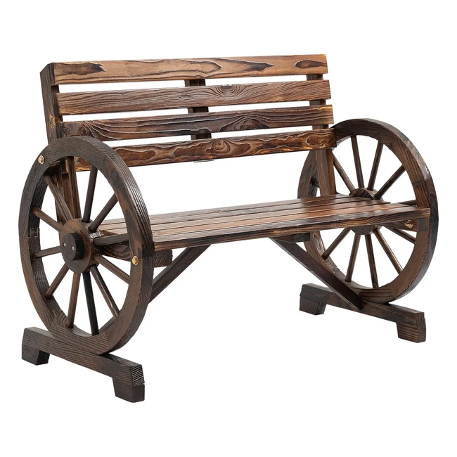 Outsunny Gartenbank 2-Sitzer Holzbank Wagenraddesign Landhausstil 240kg belastbar 1055x56x79cm