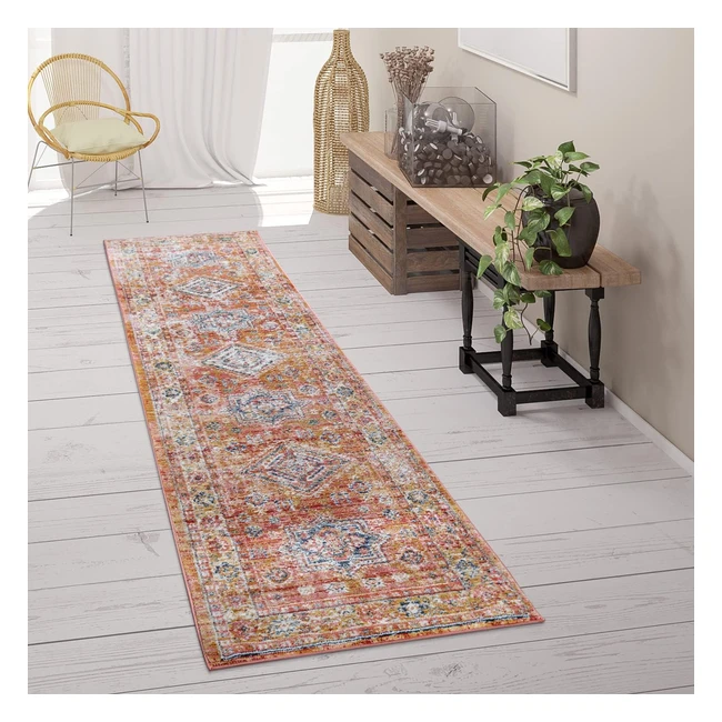 Tapis Salon Couloir Vintage Oriental Moderne 60x100cm Rouge