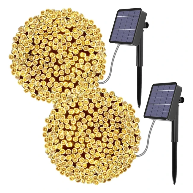 Kolpop Solar Fairy Lights 240 LED 24m79ft Outdoor Garden String Lights 8 Modes Waterproof 2 Pack