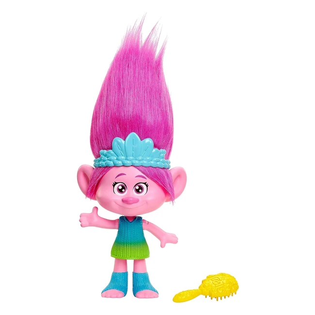 Bambola Trolls 3 Regina Poppy Capelli Arcobaleno Musicale HNF20