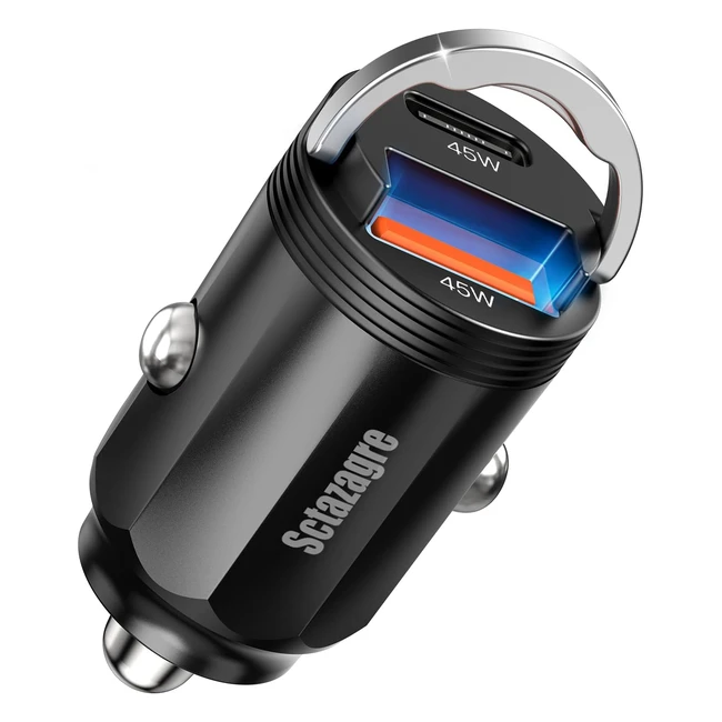 Cargador de Coche SCTAZAGRE 90W USB C PD 45W QC 3.0 con LED Azul