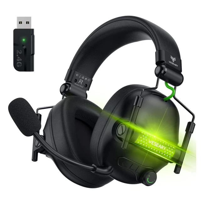 Auriculares Gaming Inalámbricos Weseary WG2 - Sonido 3D, Micrófono con Cancelación de Ruido, 50hr Duración